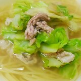 春キャベツと豚肉のあんかけスープパスタ